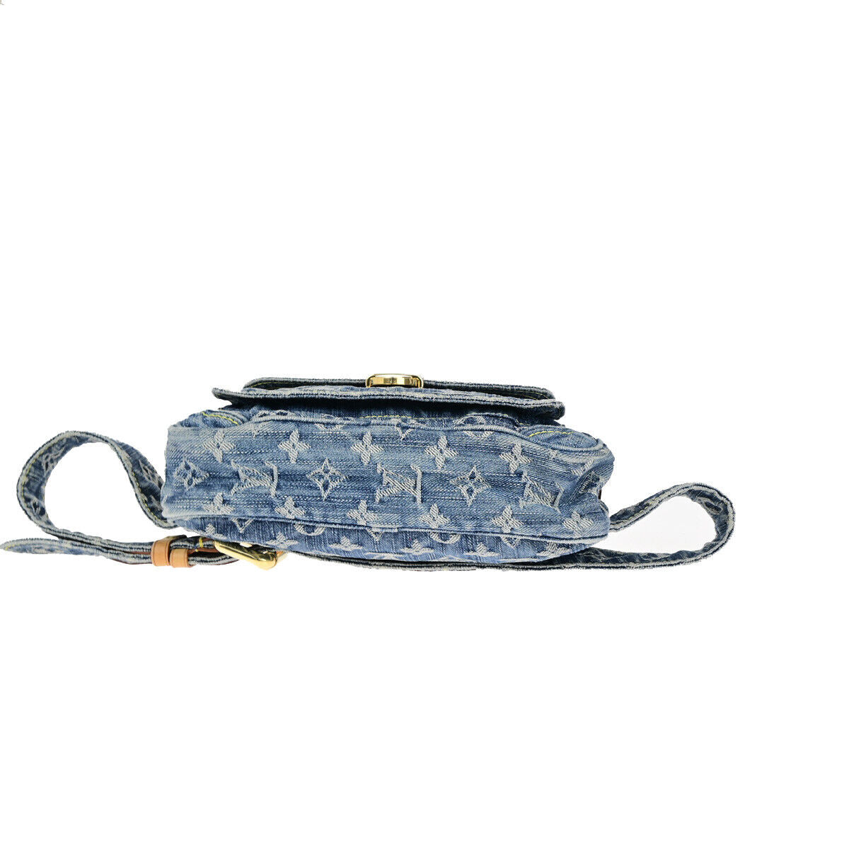 LOUIS VUITTON Waist Bum Bag Monogram Denim Leather Blue GHW M95347 388RK734