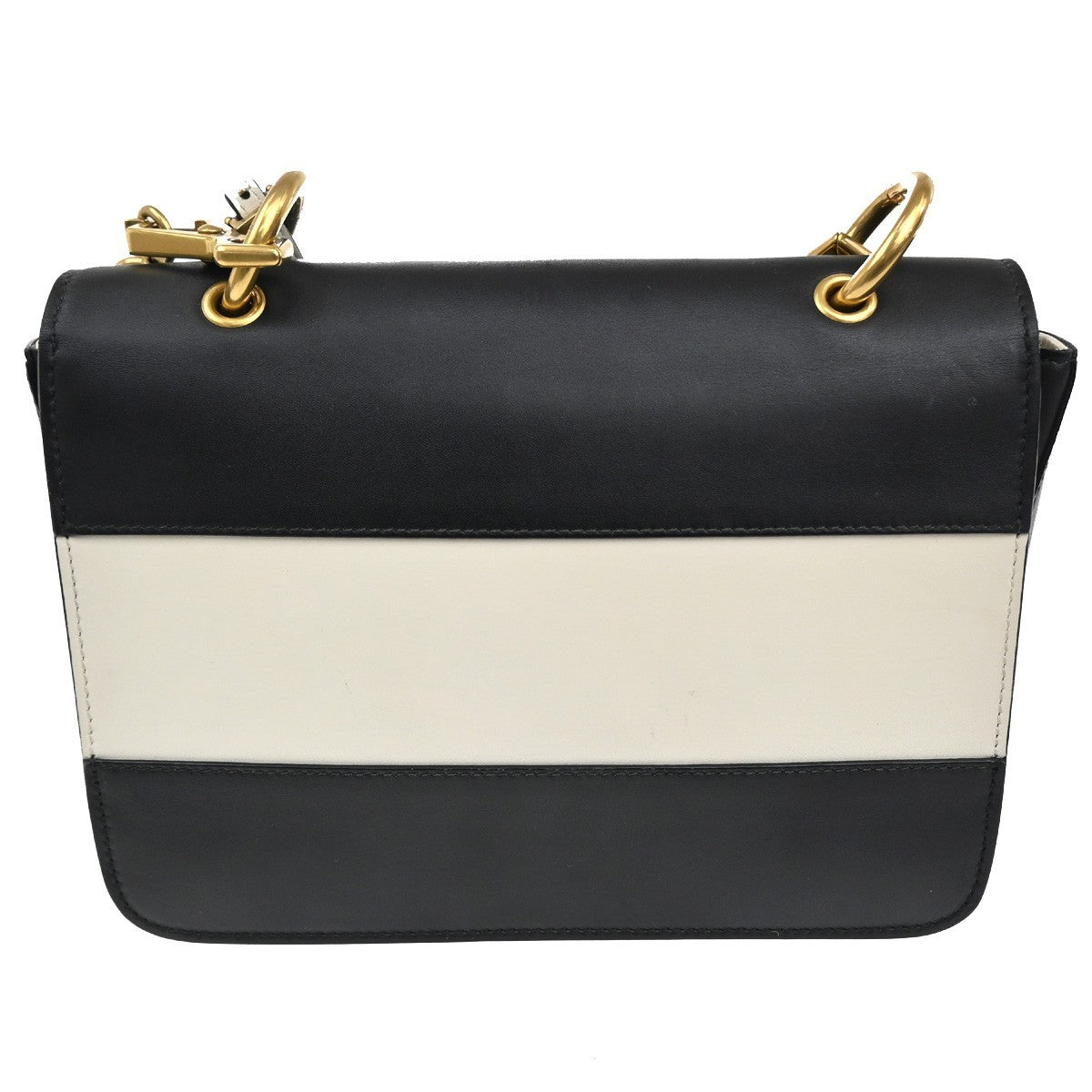 GUCCI Bee Queen Margaret Logo Shoulder Bag Leather Black White GHW Italy 20RL719