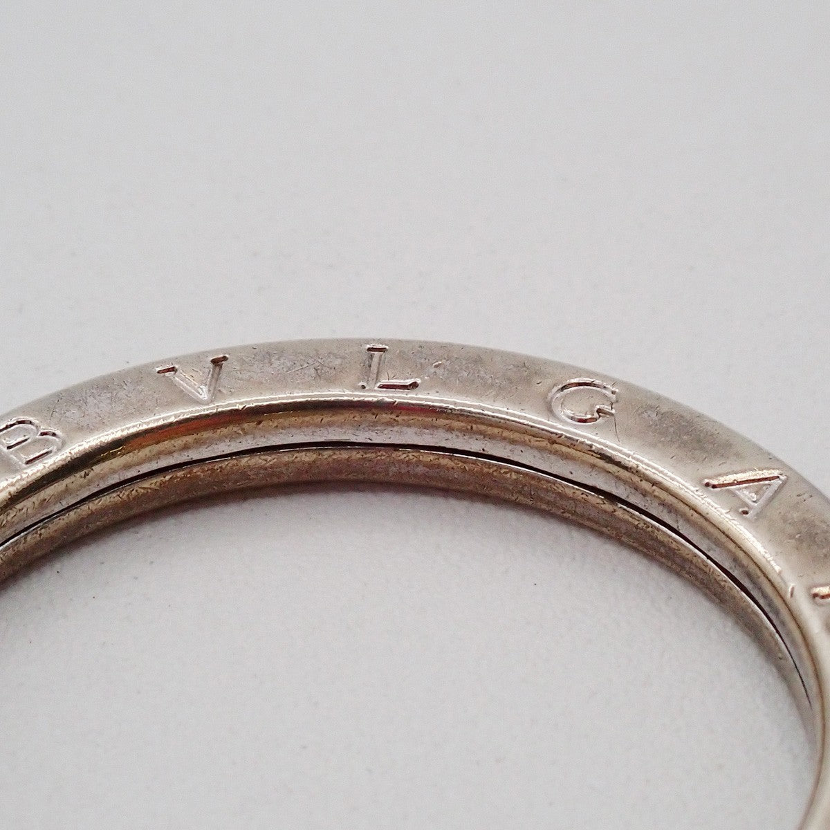 BVLGARI Logo Key Ring Silver Ag 925 Accessory Italy 02EG275