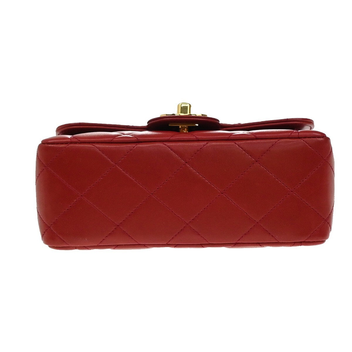 CHANEL CC Logo Mini Matelasse Chain Hand Bag Leather Red GHW Vintage 863RF268
