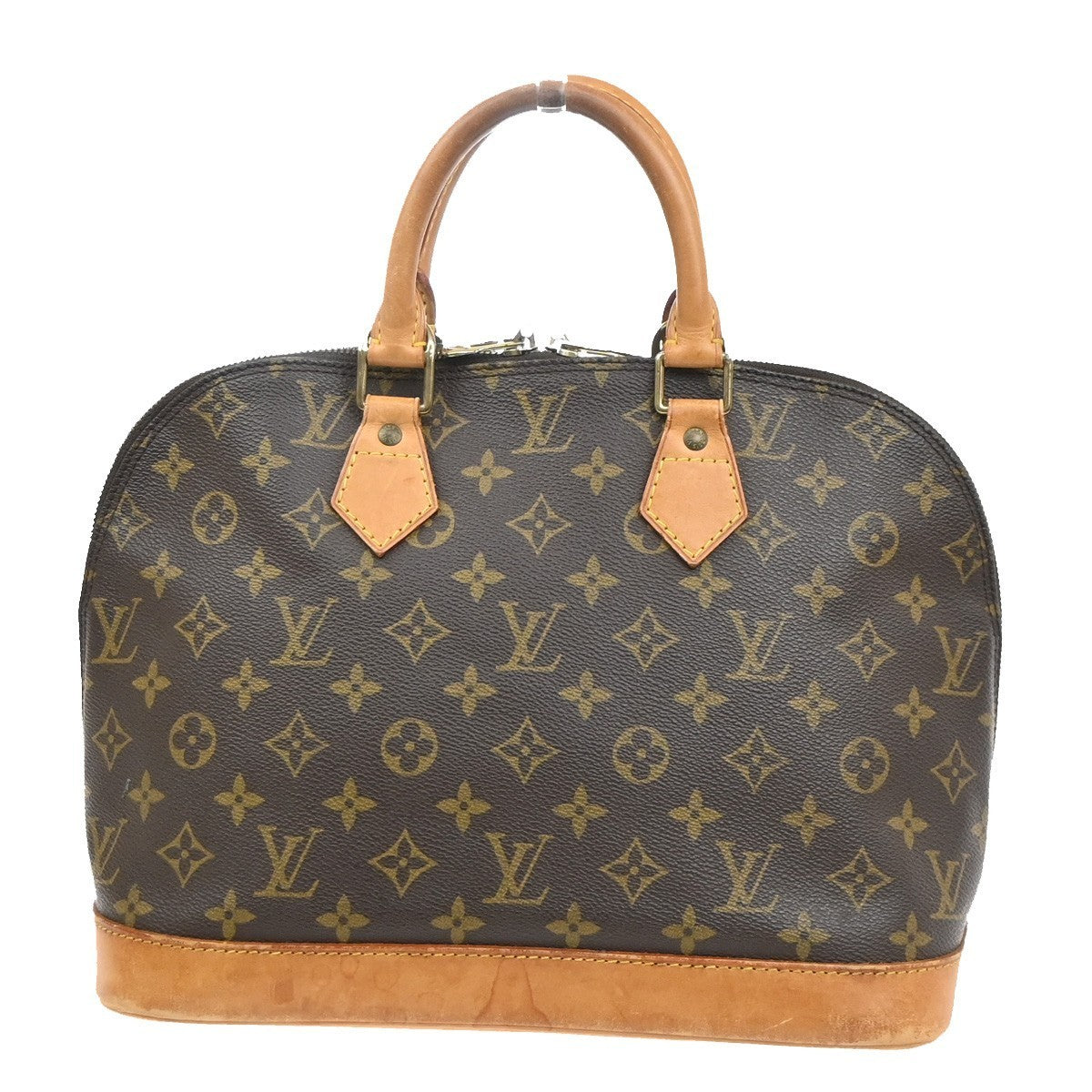LOUIS VUITTON LV Logo Alma Hand Bag Monogram Leather Brown France M51130 82SA136