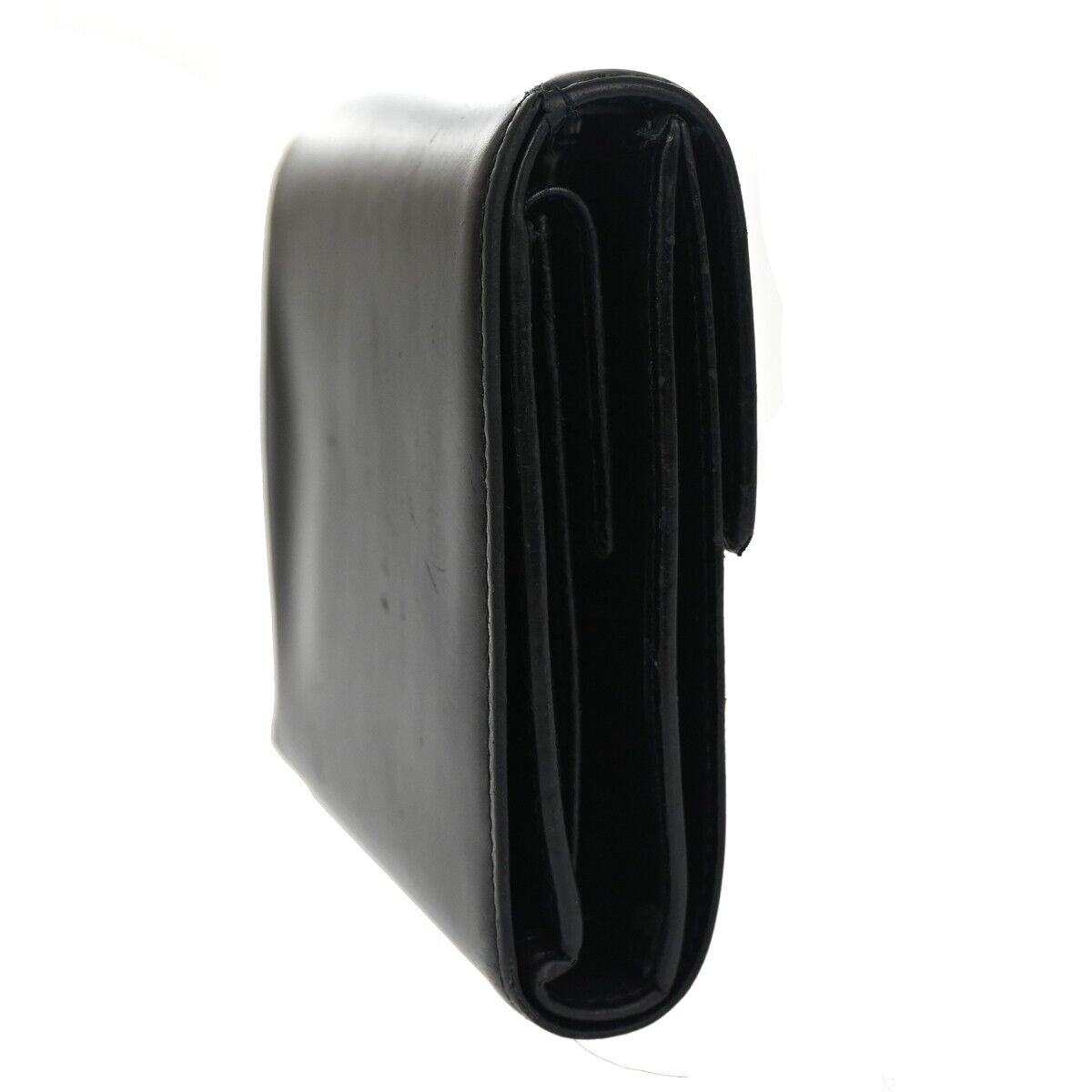 CARIER Love Collection Trifold Wallet Purse Leather Black Silver France 08GA267