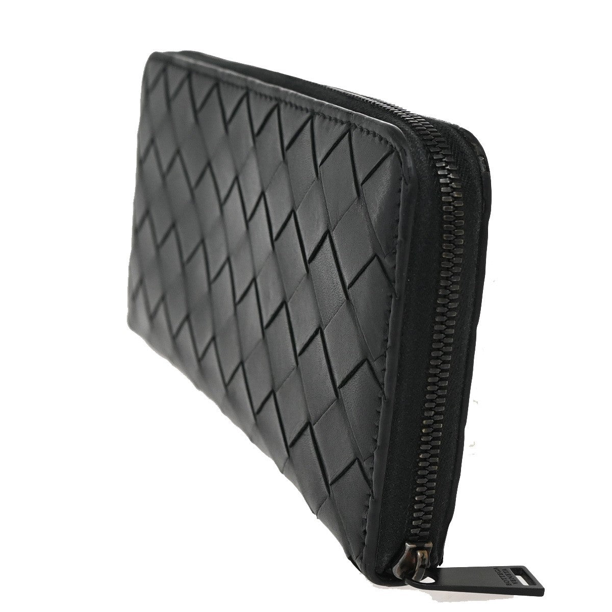 BOTTEGA VENETA Intrecciato Long Zipper Around Wallet Leather Black 65FC117