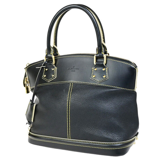 LOUIS VUITTON LV Logo Lockit PM Hand Bag Suhali Leather Black GHW M91888 48KA405