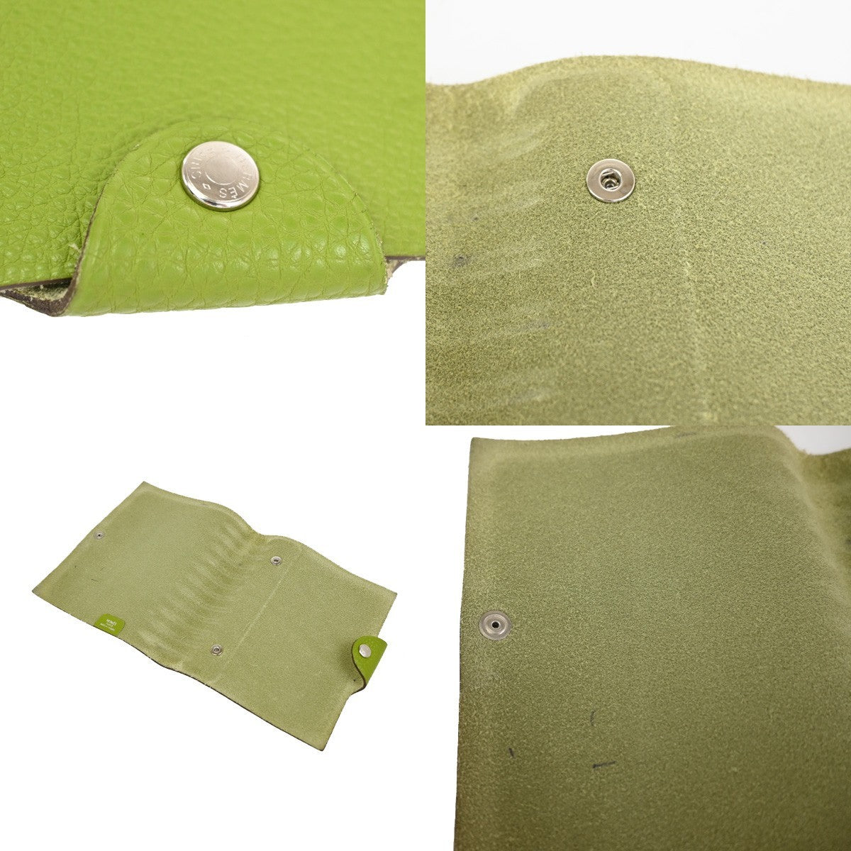 HERMES Logo Ulysse Mini Notebook Cover Mark Leather France Green  02RQ043
