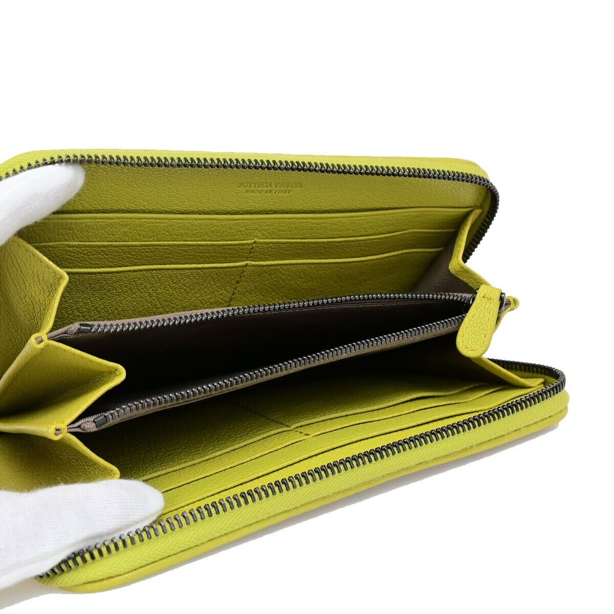 BOTTEGA VENETA Intrecciato Long Zipper Around Wallet Purse Leather Gray 35FB179