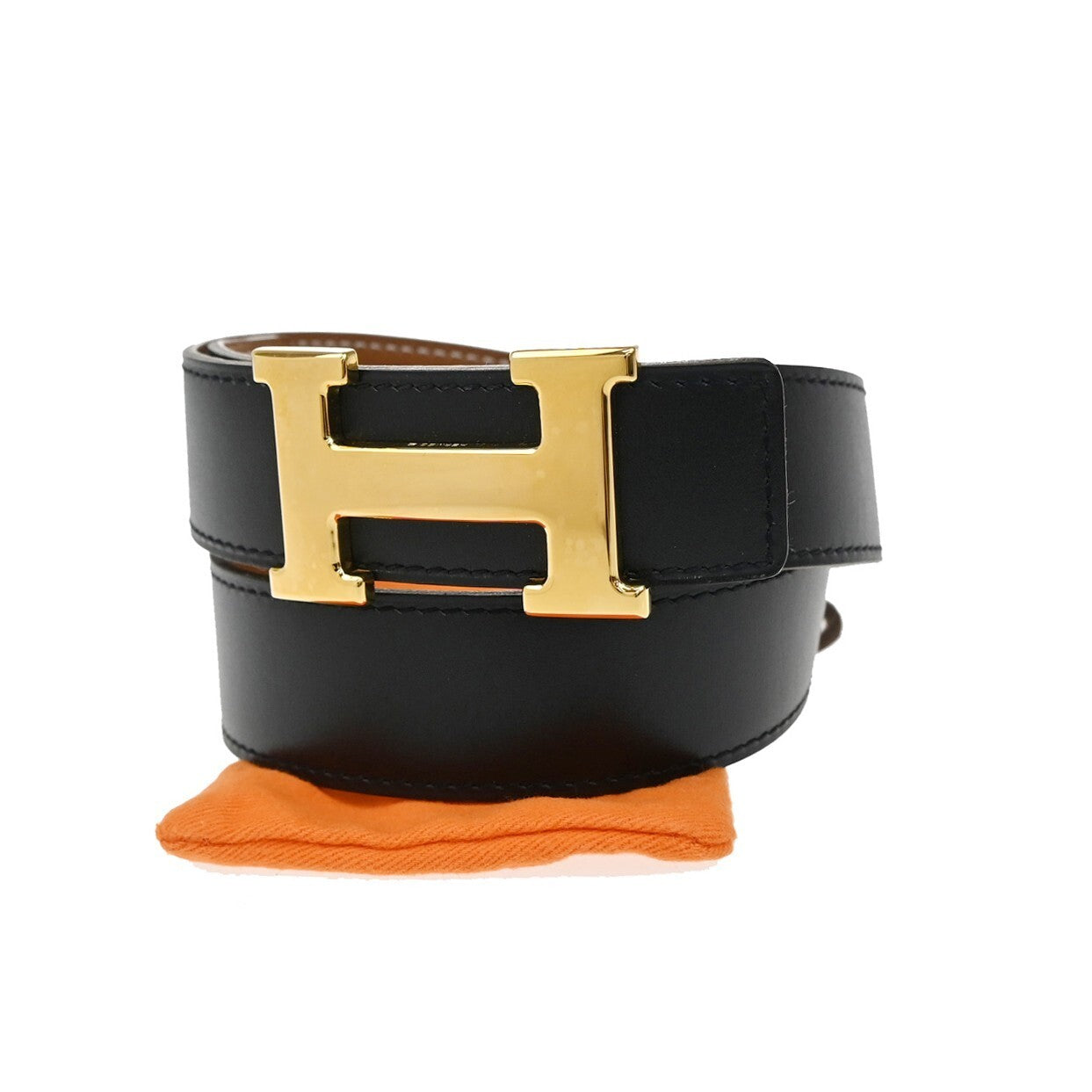 HERMES Constance H Logo Reversible Buckle Belt Leather Size 70 BK BN GHW 70RL196