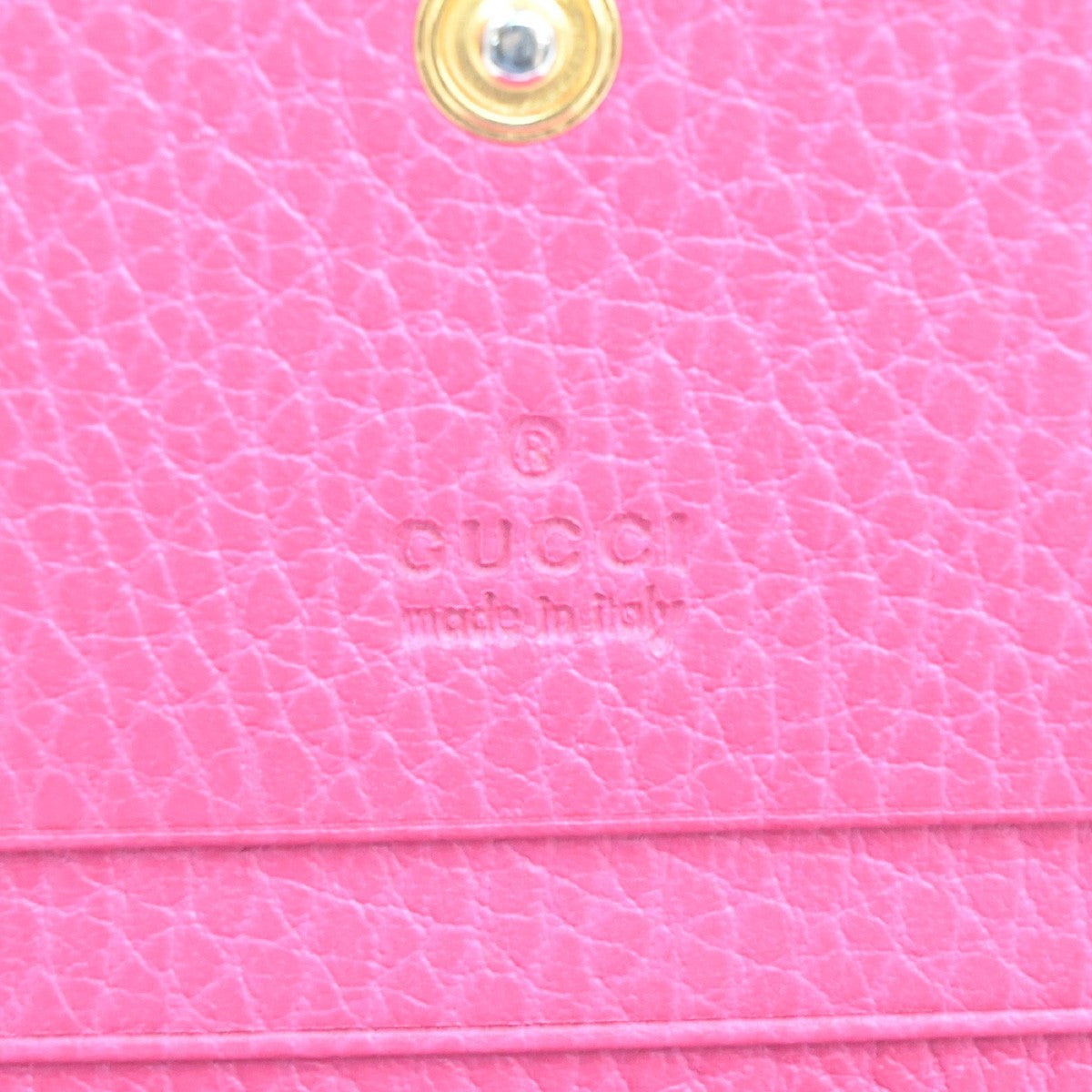 GUCCI Logo GG Marmont Trifold Compact Wallet Leather Pink GHW Italy 37MA483