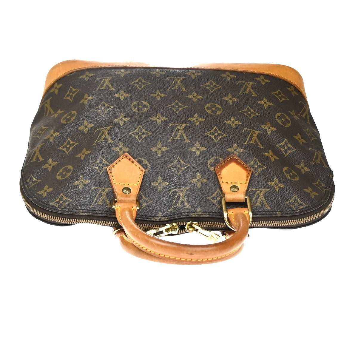 LOUIS VUITTON LV Logo Alma Hand Bag Monogram Leather Brown USA M51130 70YH993