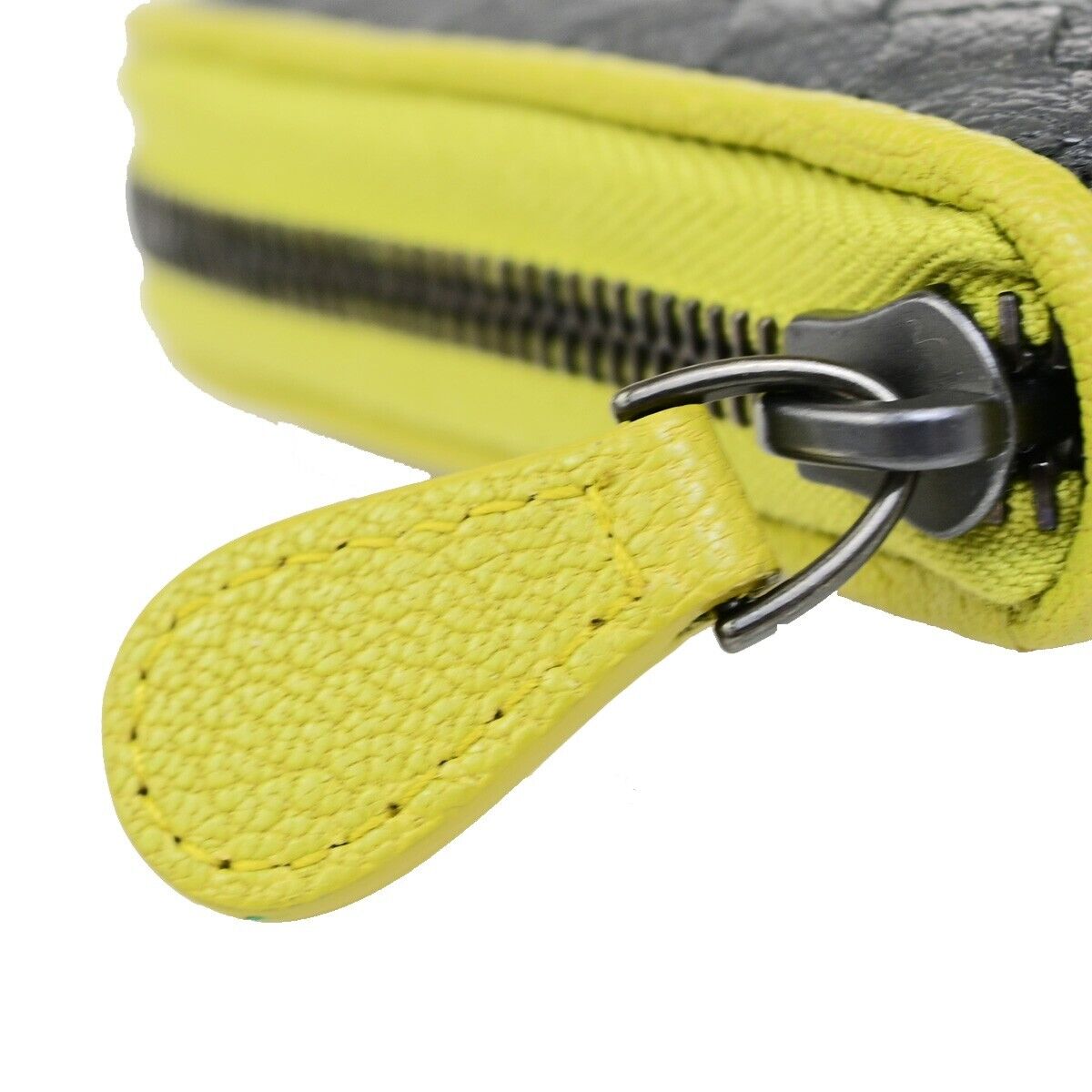 BOTTEGA VENETA Intrecciato Long Zipper Around Wallet Purse Leather Gray 35FB179