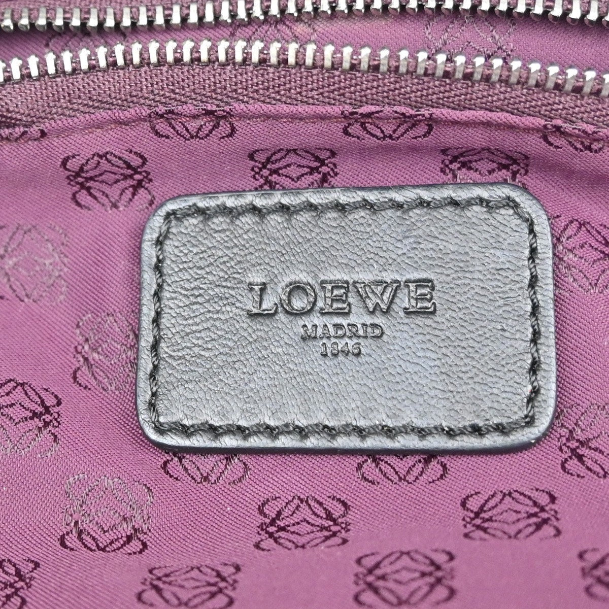 LOEWE Anagram Glitter Nappa Aire Hand Bag Patent Leather Black Spain 85RF796