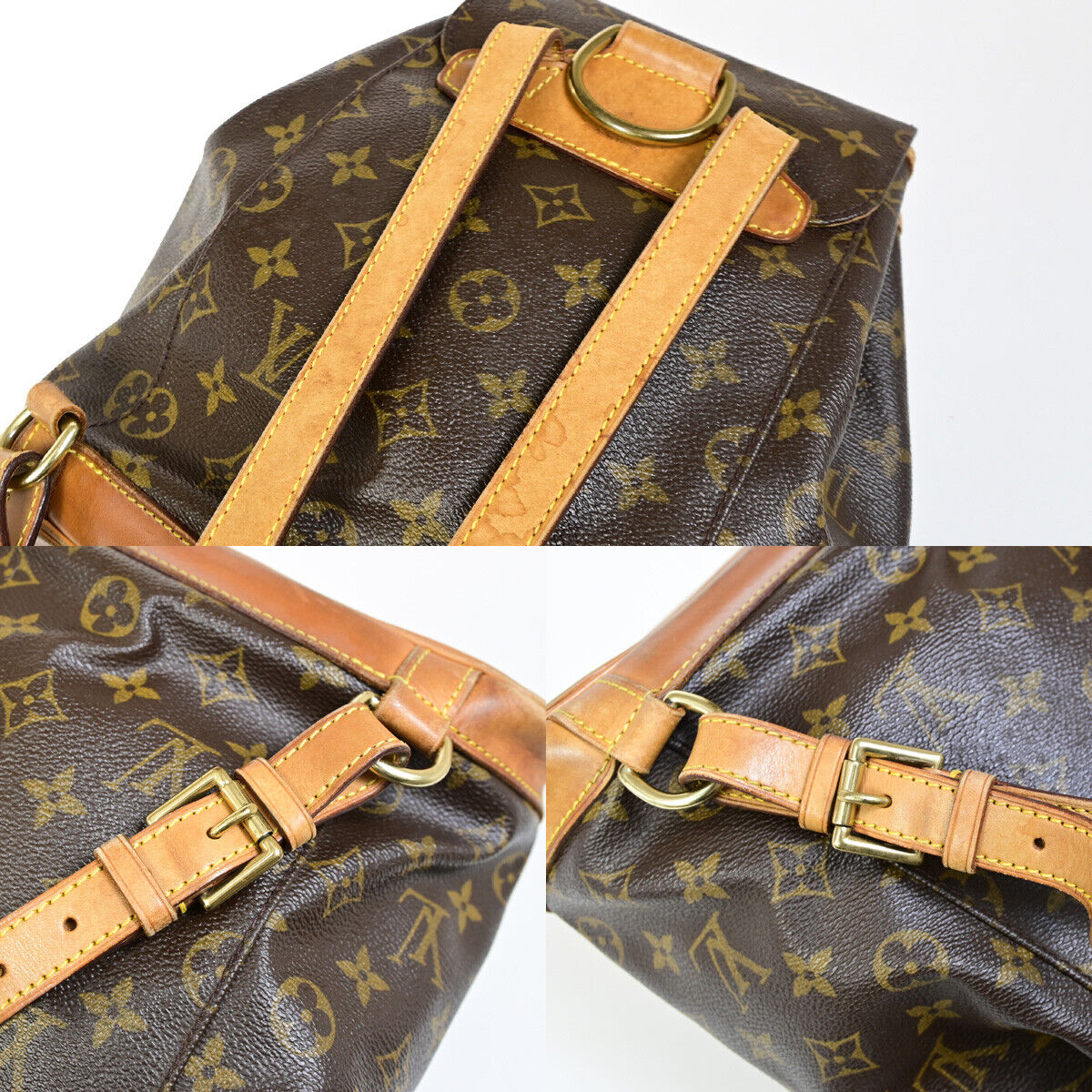 LOUIS VUITTON Montsouris GM Backpack Bag Monogram Leather Brown M51135 77YE693