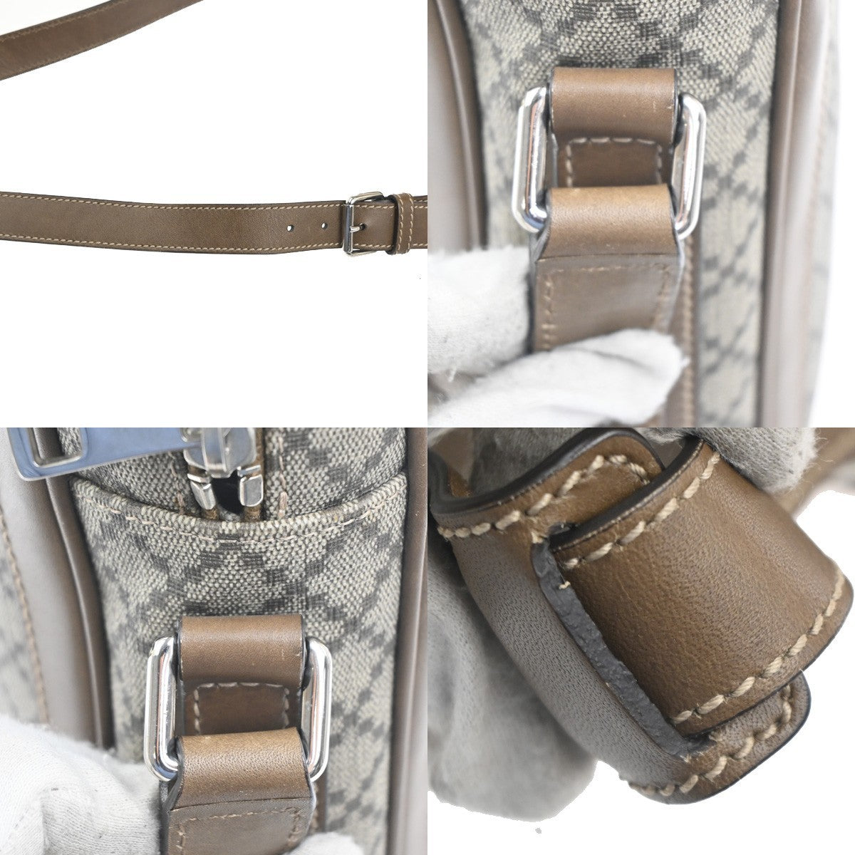 GUCCI Logo Diamante Crossbody Shoulder Bag PVC Leather Brown SHW 268159 82KP519