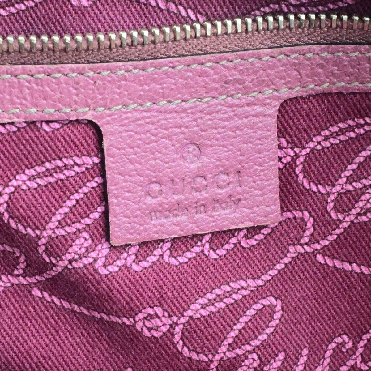 GUCCI Logo GG Pattern Shoulder Hand Bag Canvas Leather Brown Pink GHW 65EE117