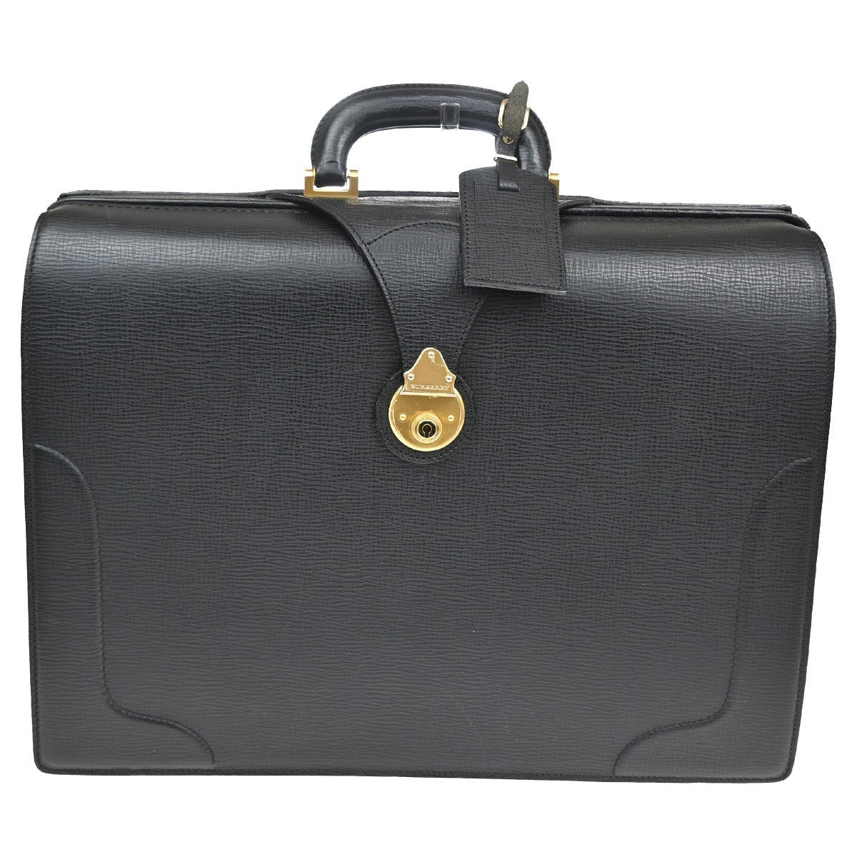 BURBERRY Logo Dulles Hand Bag Leather Black GHW 68TA157
