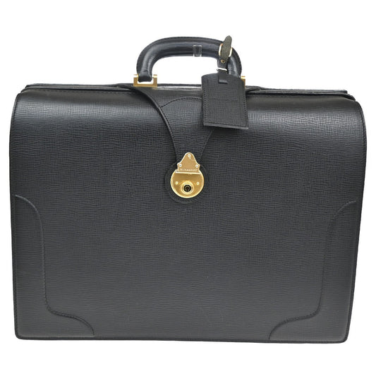 BURBERRY Logo Dulles Hand Bag Leather Black GHW 68TA157