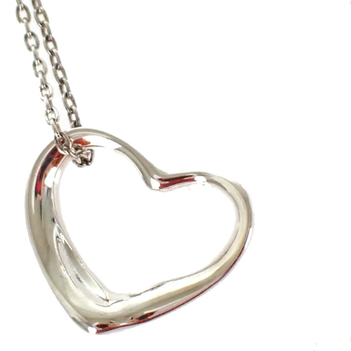 TIFFANY & CO. Open Heart 16mm Elsa Peretti Chain Necklace Silver 925 09MZ887