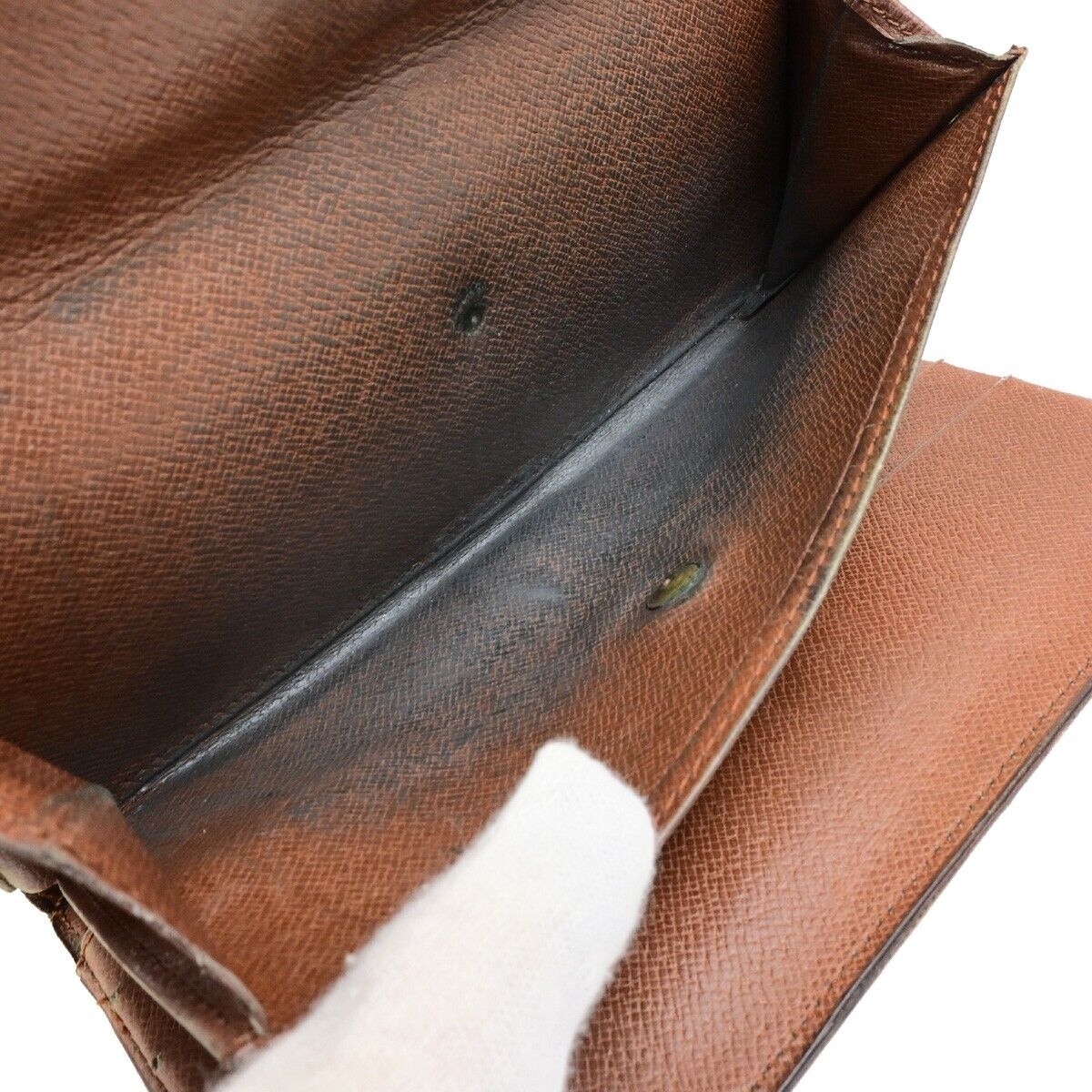 LOUIS VUITTON LV Logo 3 Set Trifold Bifold Wallet Monogram Leather Brown 09KA447