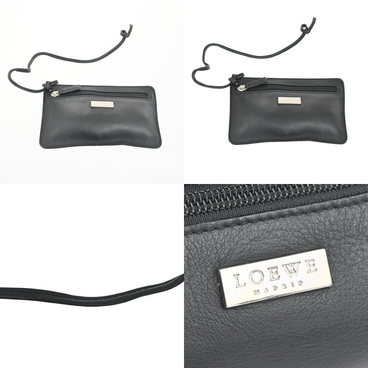 LOEWE Logo One Shoulder Hand Bag Nappa Leather Black SHW Spain 65MA400