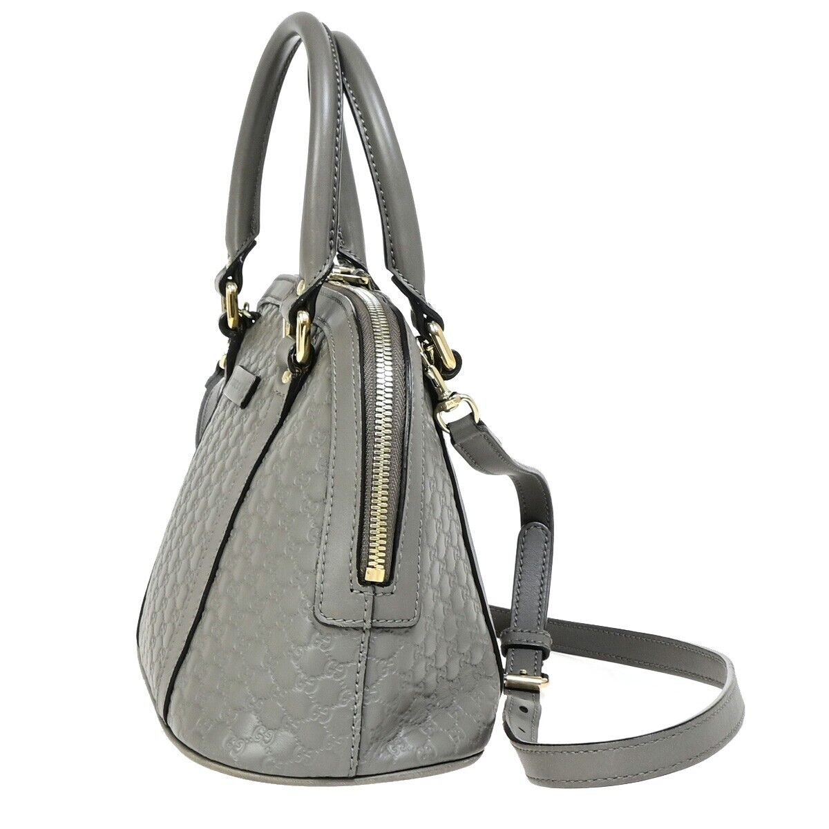 GUCCI Logo Guccissima GG Pattern 2Way Shoulder Hand Bag Leather Gray 95FA738