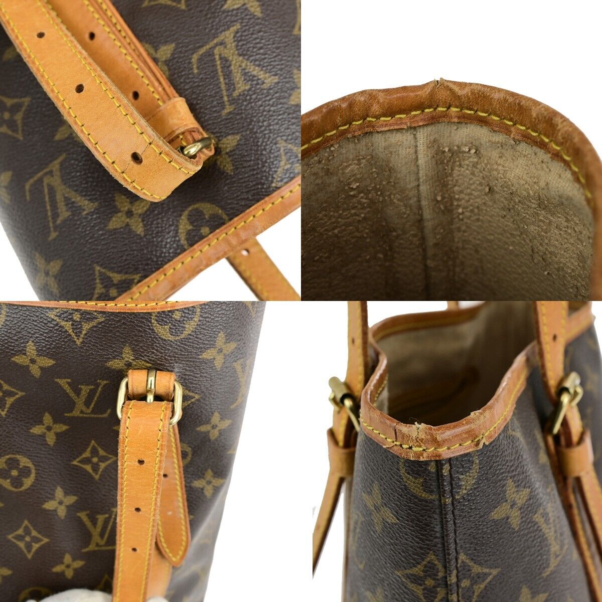 LOUIS VUITTON BUCKET GM Shoulder Tote Bag Monogram Leather Brown M42236 36ED121