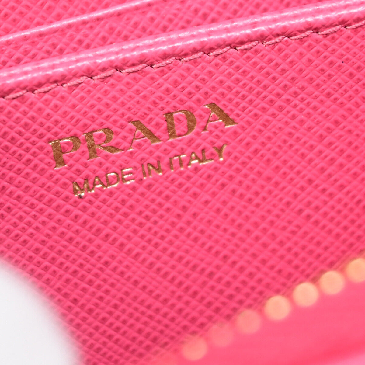 PRADA Logo Saffiano Mini Zipper Around Wallet Leather Pink GHW Italy 38YE697