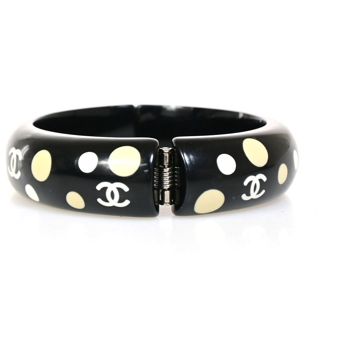 CHANEL CC Logo Dots Bangle Bracelet 05C Black France Accessory 62YF125