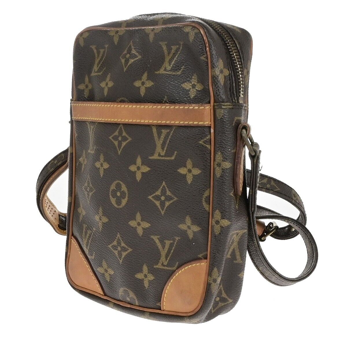 LOUIS VUITTON Danube Shoulder Bag Monogram Leather Brown France M45266 65ED334