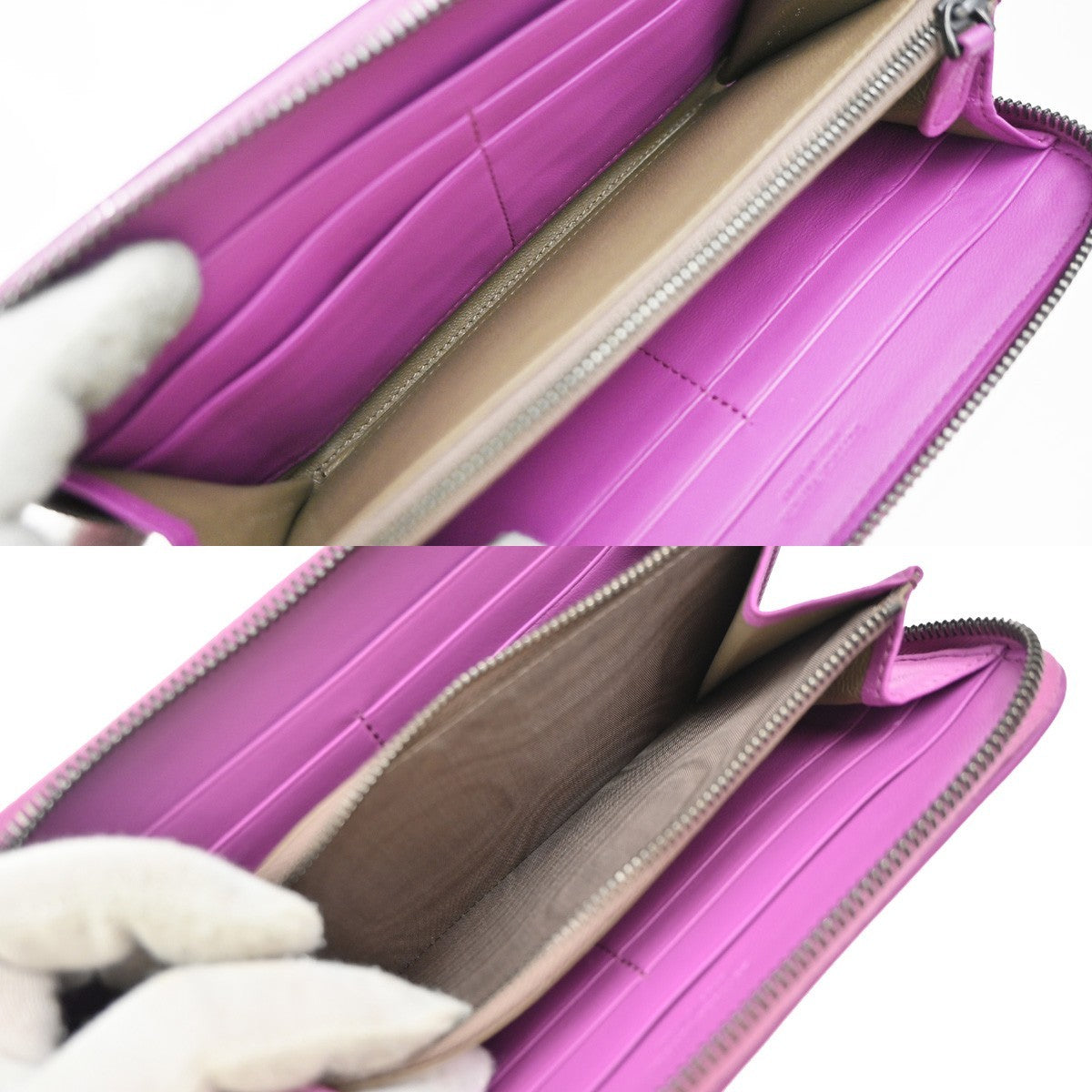 BOTTEGA VENETA Logo Intrecciato Zip Around Long Wallet Leather Purple 34RP100