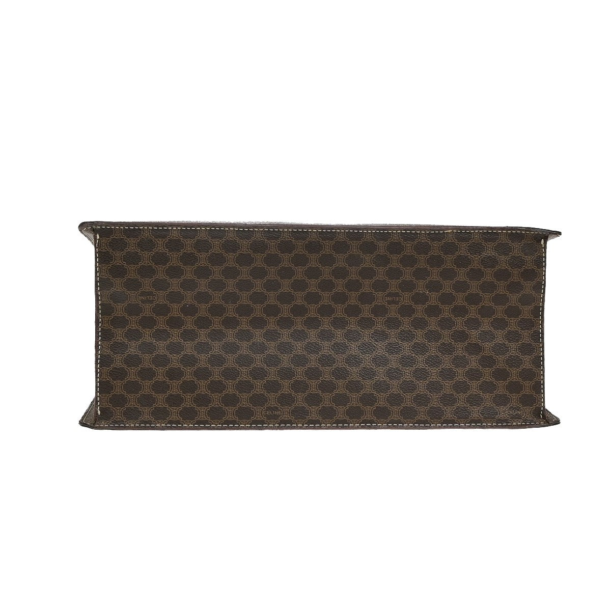CELINE Logo Macadam Pattern Hand Bag PVC Leather Brown GHW Italy 60YH140