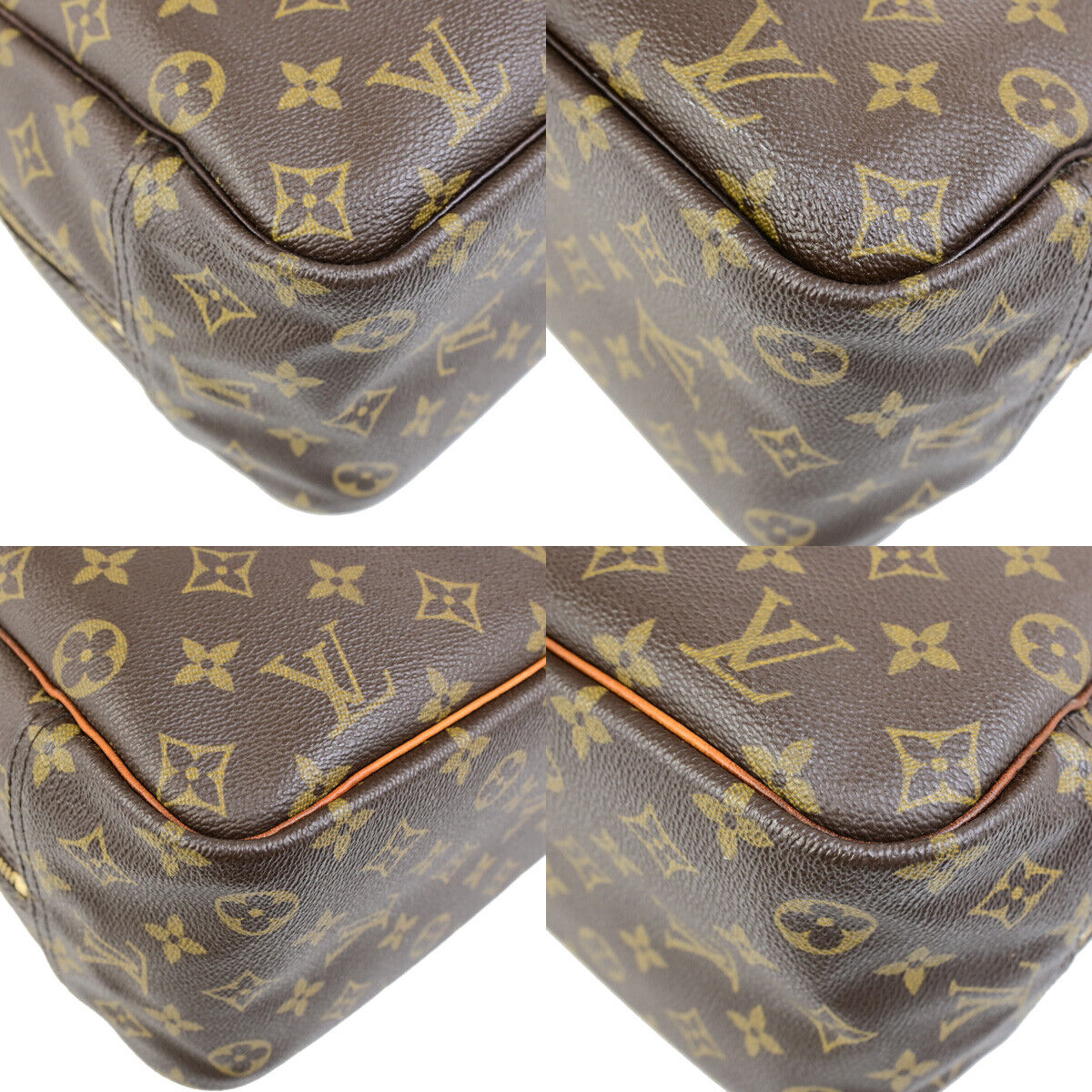 LOUIS VUITTON LV Logo Deauville Hand Bag Monogram Leather Brown M47270 34SJ499
