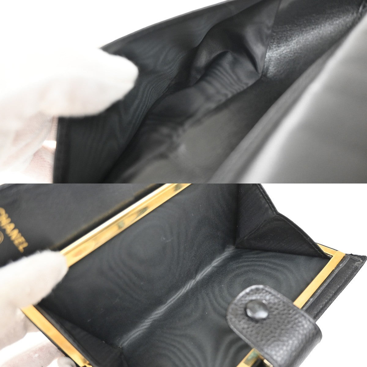 CHANEL CC Logo Long Bifold Wallet Grained Calfskin Leather Black Italy 87RF727