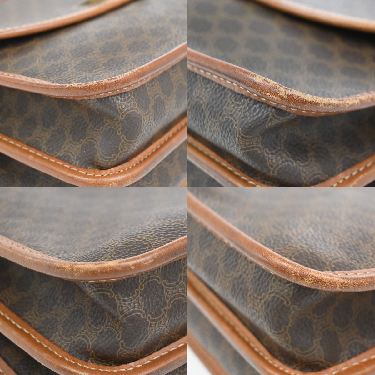 CELINE Logo Macadam Pattern Shoulder Bag PVC Leather Brown GHW Italy 62KP342