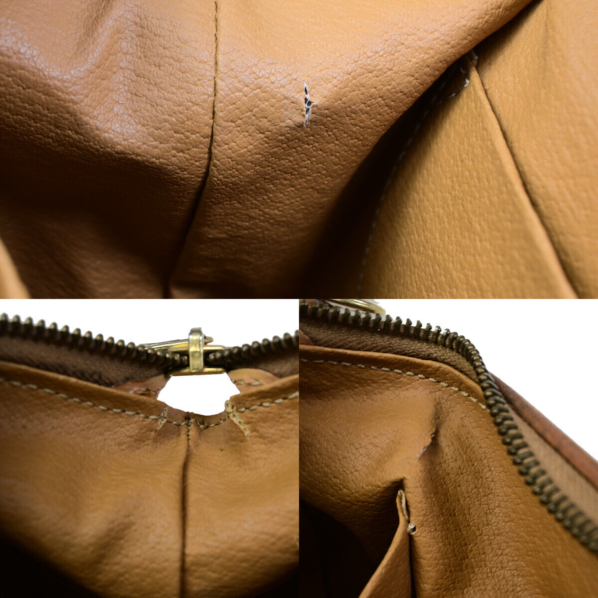 CELINE Logo Macadam Pattern Pouch Hand Bag PVC Leather Brown GHW 04SJ099