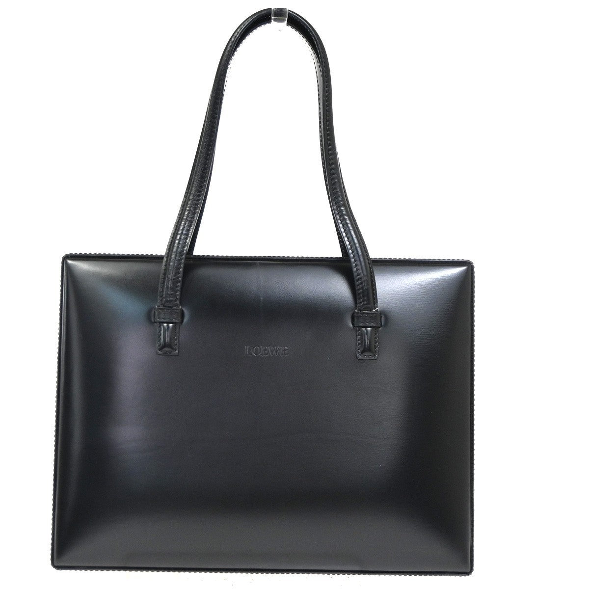 LOEWE Logo Shoulder Handbag Leather GHW Black Spain 76KC372