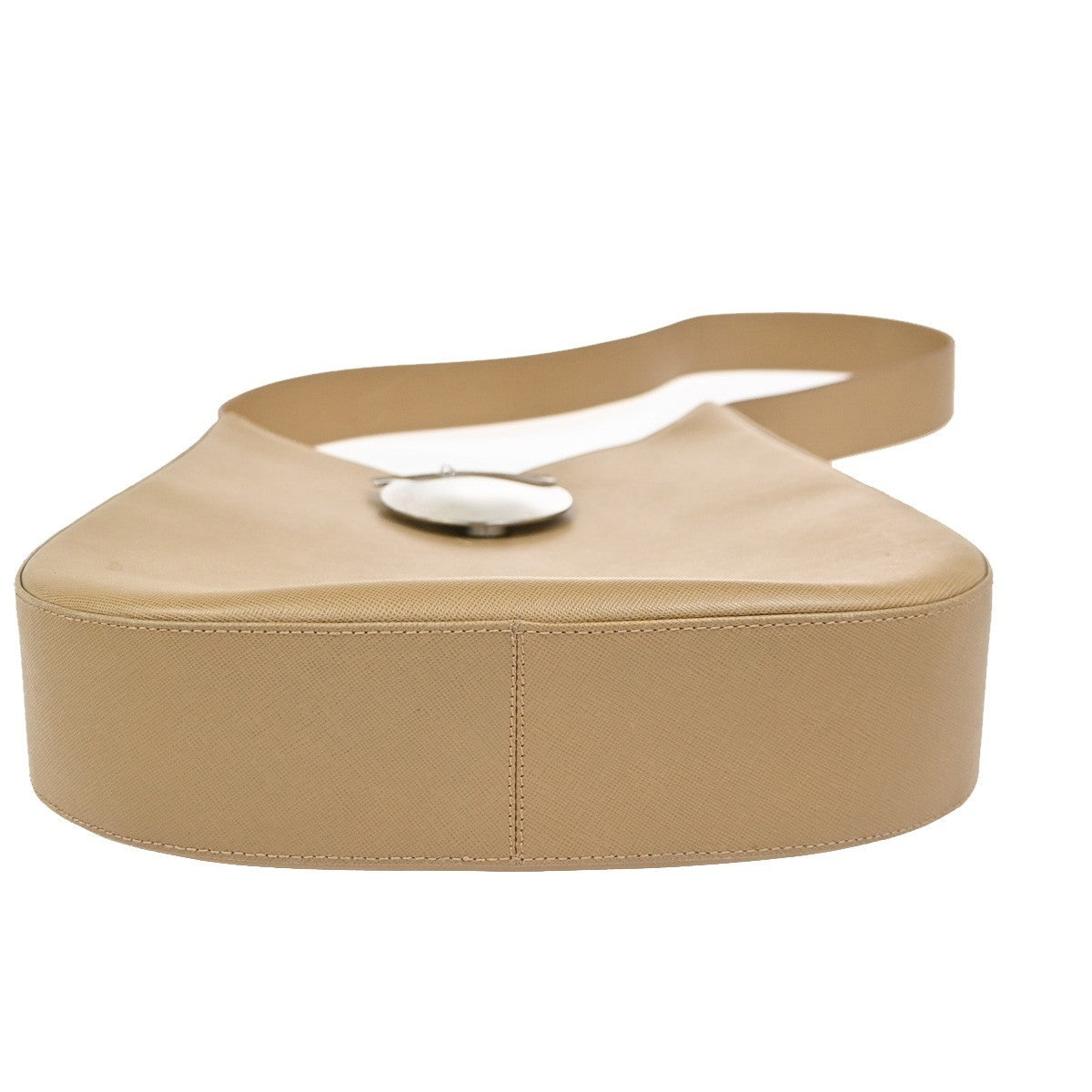 SALVATORE FERRAGAMO Logo Gancini Shoulder Bag Leather Beige SHW Italy 62KC642
