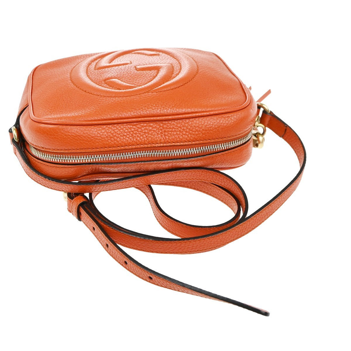 GUCCI Logo Soho Interlocking Crossbody Shoulder Bag Leather Orange GHW 12EG385