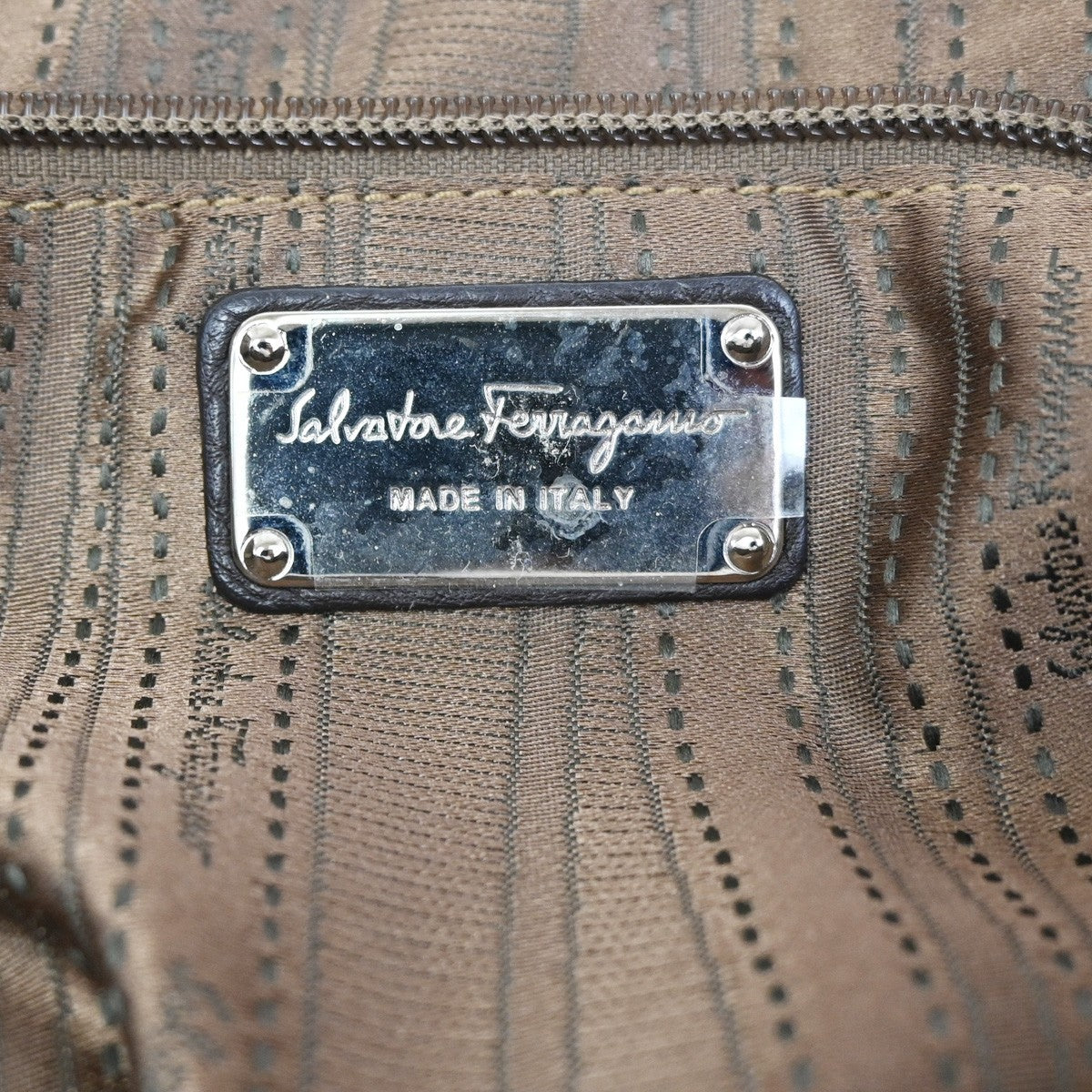 SALVATORE FERRAGAMO Gancini Hand Tote Bag Leather Brown SHW Italy 32KC800