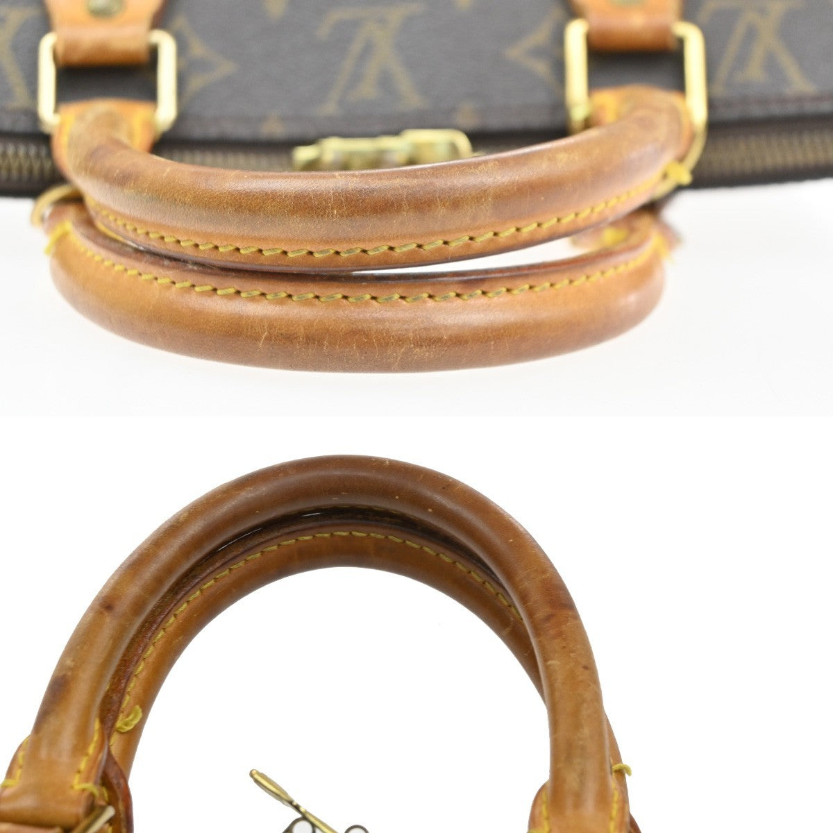 LOUIS VUITTON LV Logo Alma Hand Bag Monogram Leather Brown France M51130 34SA148