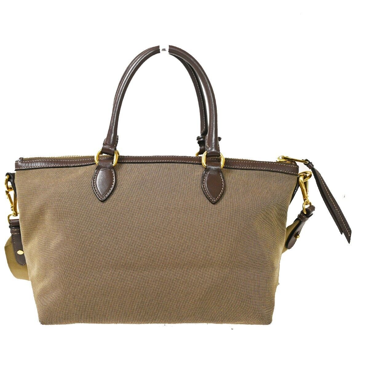 PRADA MILANO 2Way Crossbody  Shoulder Bag Canvas Leather Brown  70SH177