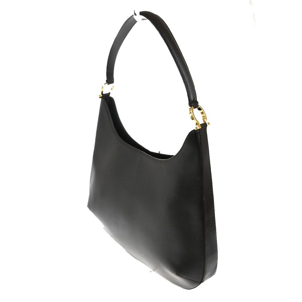 SALVATORE FERRAGAMO Gancini Logo Shoulder Bag Leather Brown GHW Italy 61TA507