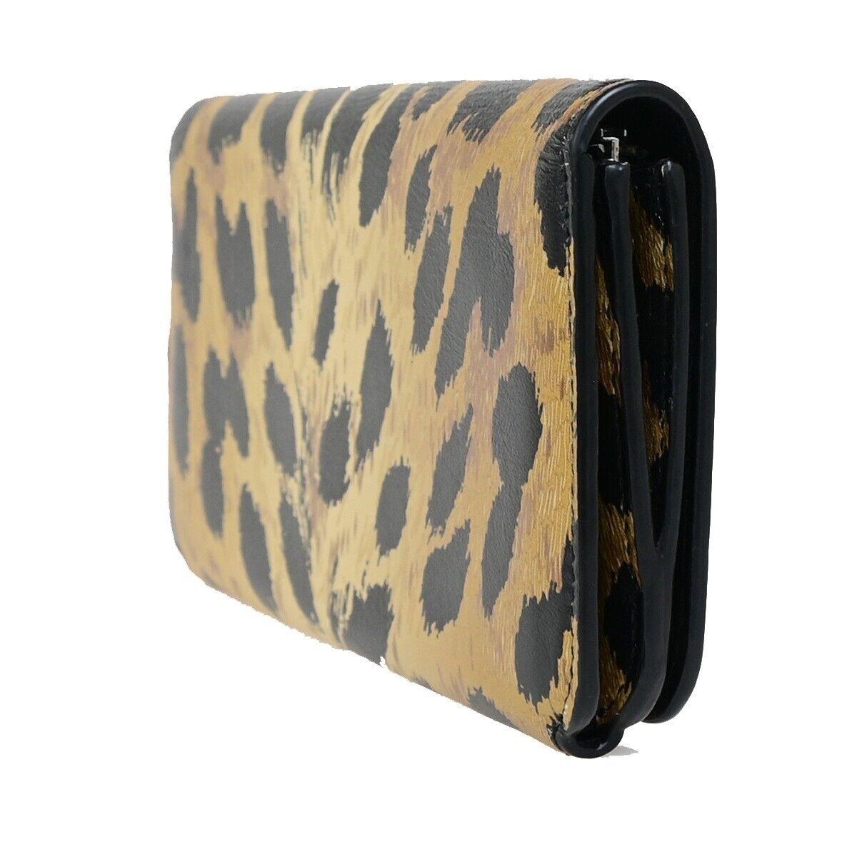 BALENCIAGA Logo Leopard Bifold Long Wallet Leather Brown Italy 36KA407