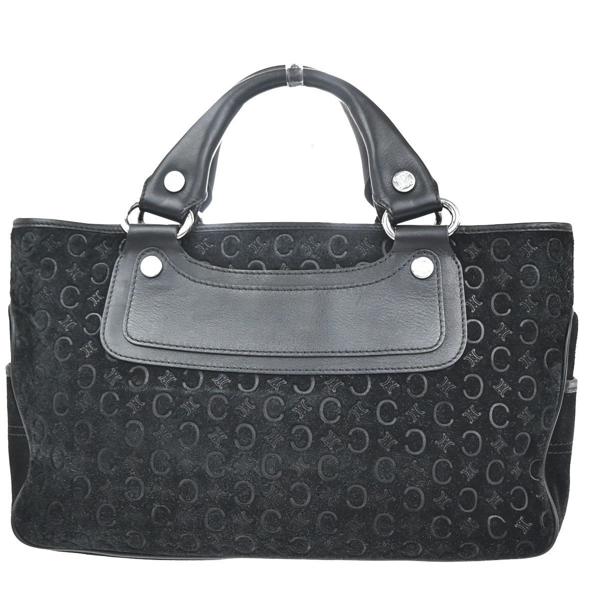 CELINE Logo C Macadam Pattern Boogie Hand Bag Suede Leather Black SHW 34MA429