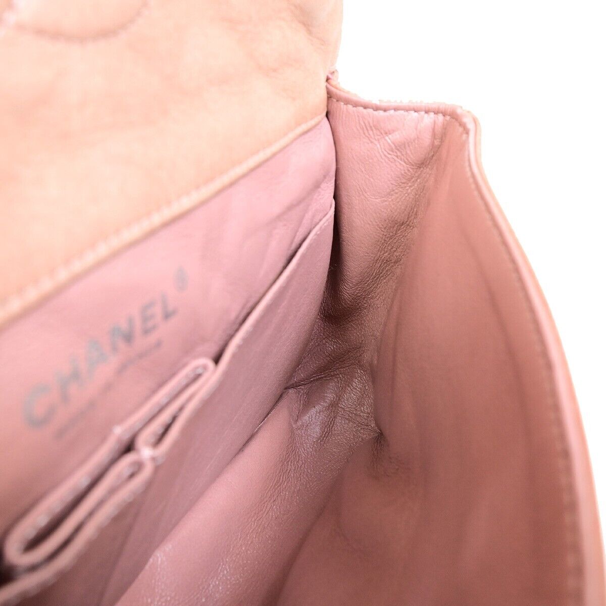 CHANEL CC Matelasse 25 Double Flap Chain Shoulder Bag Leather Pink 373RK146
