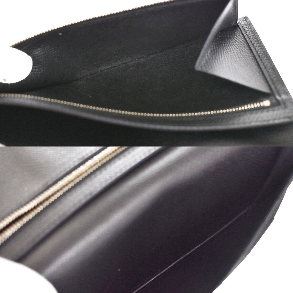 HERMES Logos Bearn Long Bifold Wallet Purse ▢L Veau Epsom Leather Black 85YC192