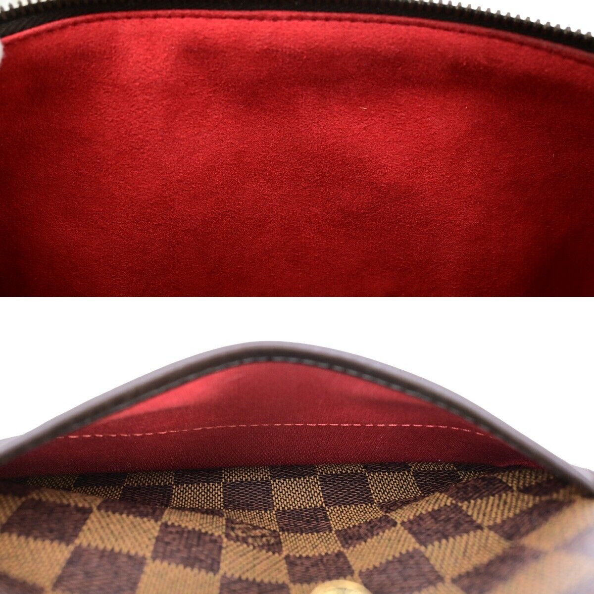 LOUIS VUITTON Logo Berkeley Hand Bag Damier Ebene Leather Brown N52000 50ED095