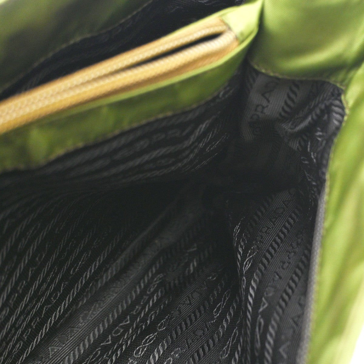 PRADA MILANO Logo Shoulder Hand Bag Nylon Tessuto Leather Green 04CB020