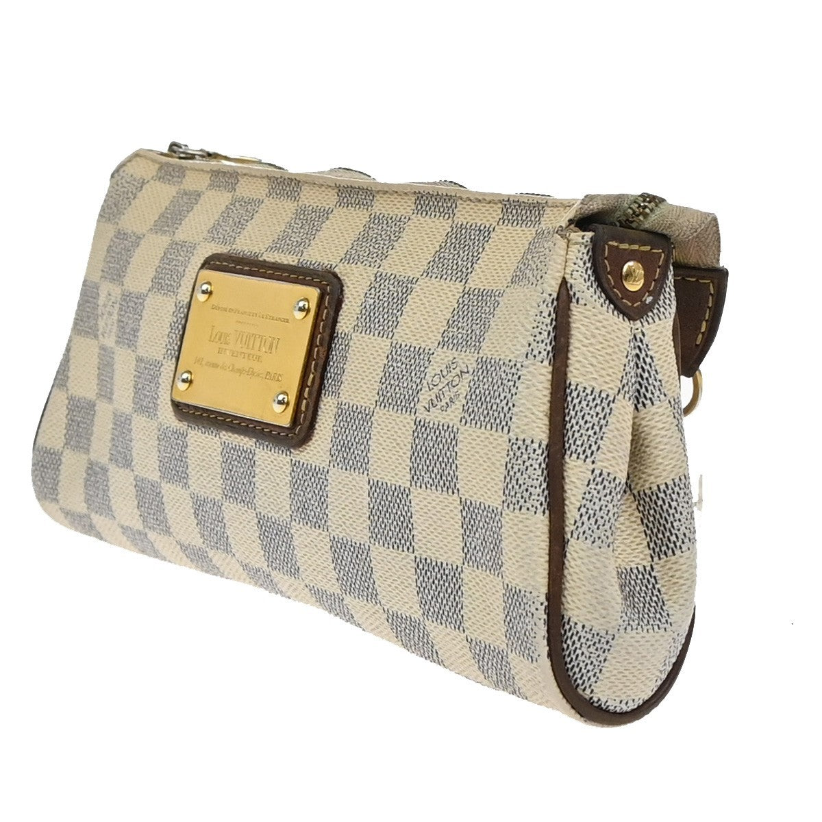 LOUIS VUITTON Eva Chain Shoulder Bag Damier Azur Leather White N55214 89EF785