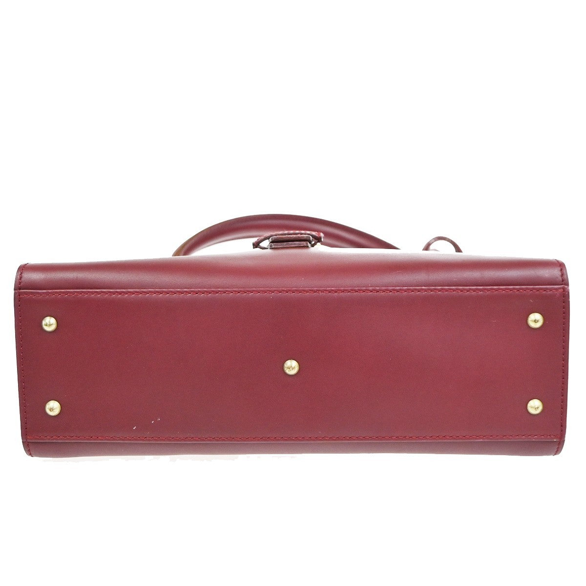 GUCCI Logo Top Handle Shoulder Hand Bag Leather Red GHW Italy 70KC634