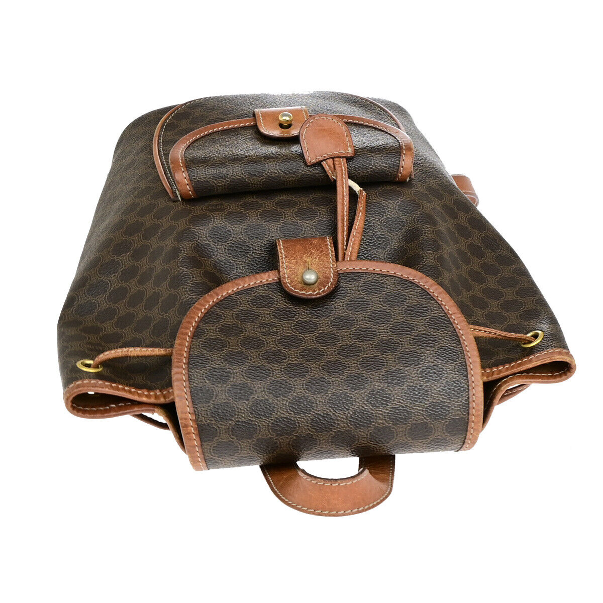 CELINE Logo Macadam Pattern Backpack Bag PVC Leather Brown GHW Italy 34YF572